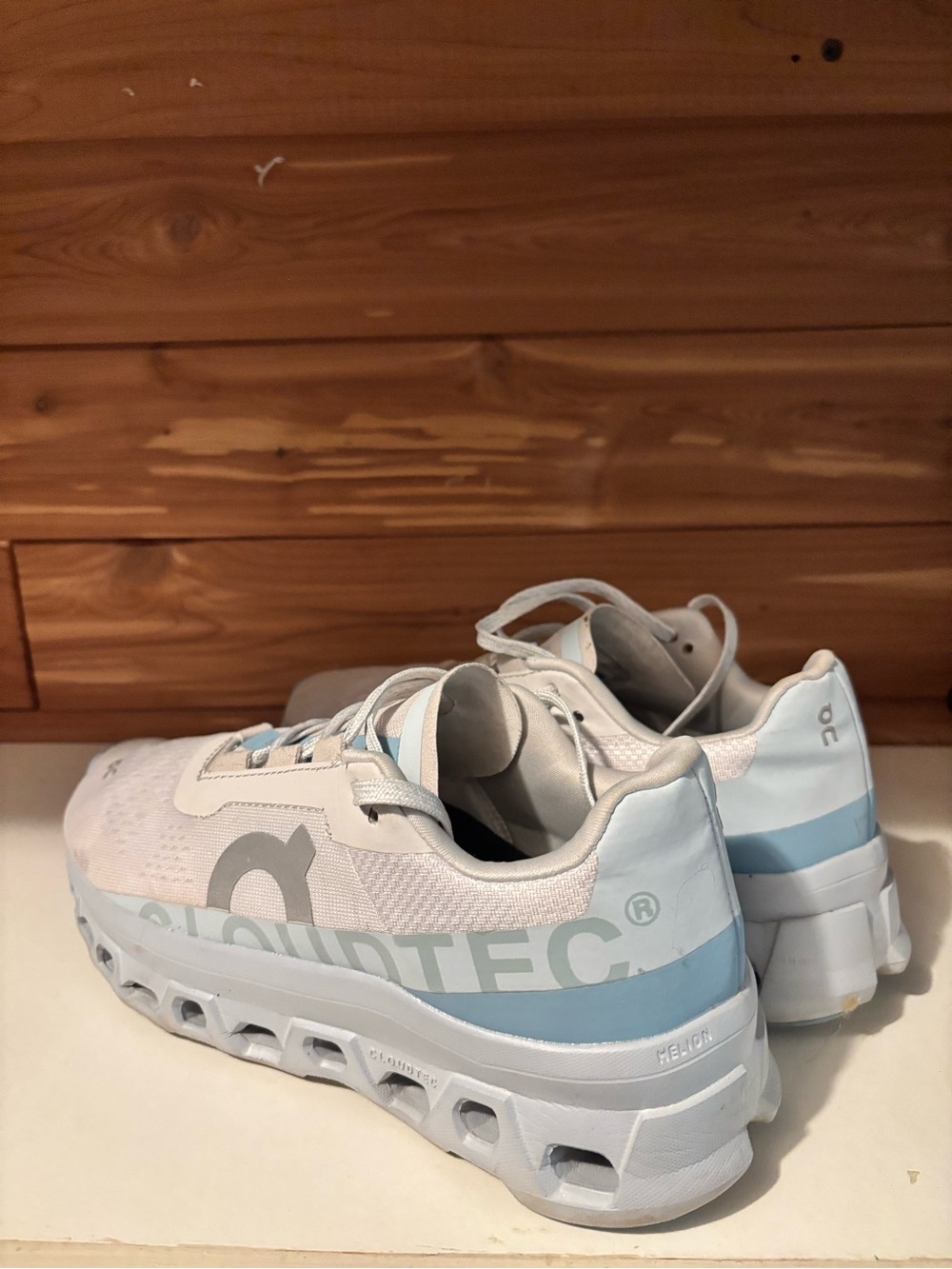 On Cloud Women’s Athletic Running Shoes in Light Blue and White